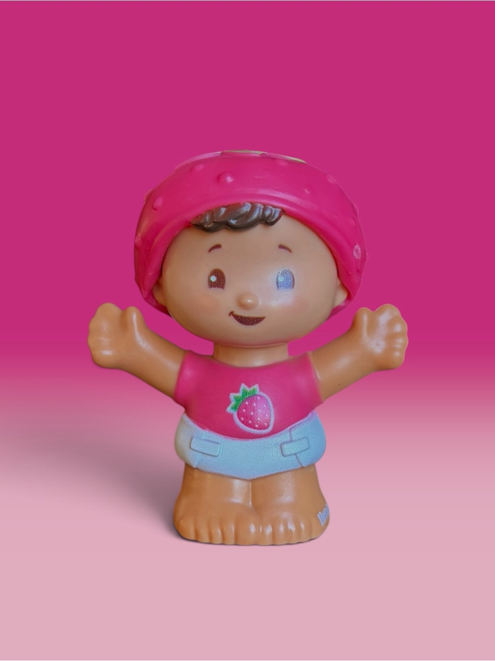 HTF Fisher Price Little People Strawberry Hat Baby
